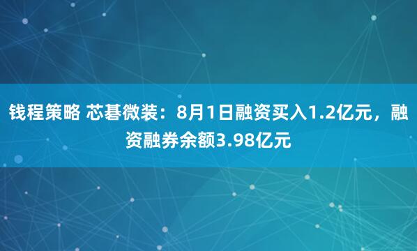 钱程策略 芯碁微装：8月1日融资买入1.2亿元，融资融券余额3.98亿元