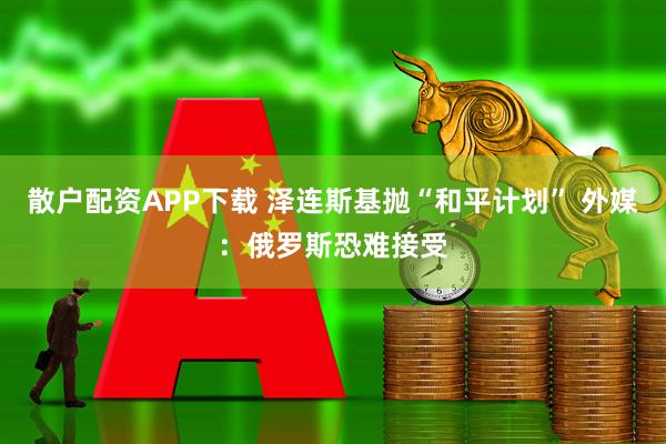 散户配资APP下载 泽连斯基抛“和平计划” 外媒：俄罗斯恐难接受
